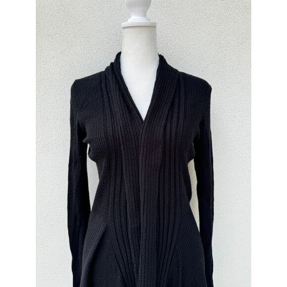 Firuze San Francisco Women's Wrap Sweater Black Ribbed Long Sleeve Size S Elegan - Picture 2 of 9